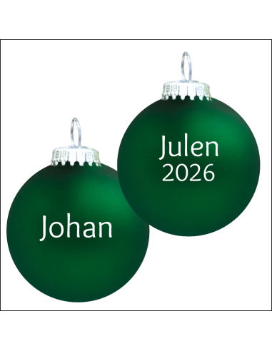 Farvetrykt julekugle med tekst på 2 side