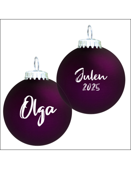 Farvetrykt julekugle med tekst på 2 side