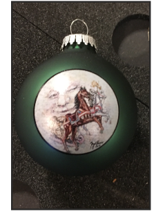 Farvetrykt julekugle med billede på 2 sider